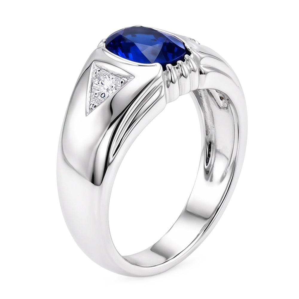 Gypsy Anniversary Ring Oval Ceylon Sapphire Vintage Style 1.25 Carats