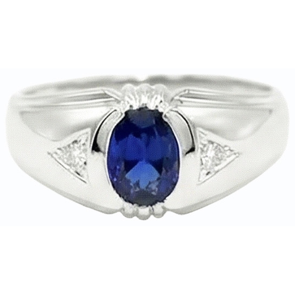 Gypsy Anniversary Ring Oval Ceylon Sapphire Vintage Style 1.25 Carats