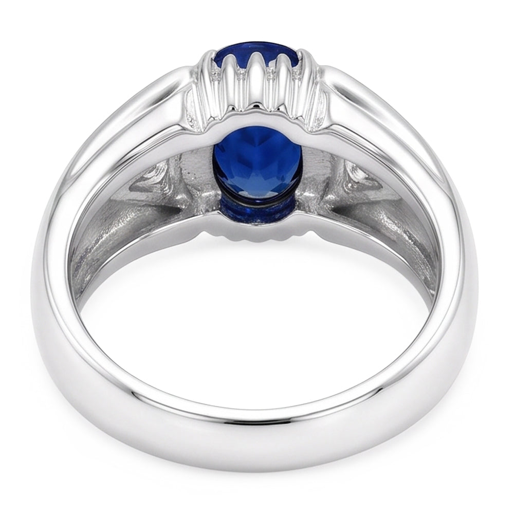 Gypsy Anniversary Ring Oval Ceylon Sapphire Vintage Style 1.25 Carats