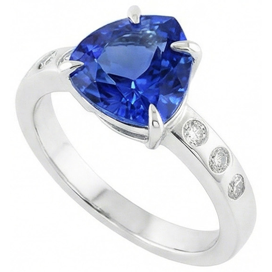natural round sapphire 2ct ring front view