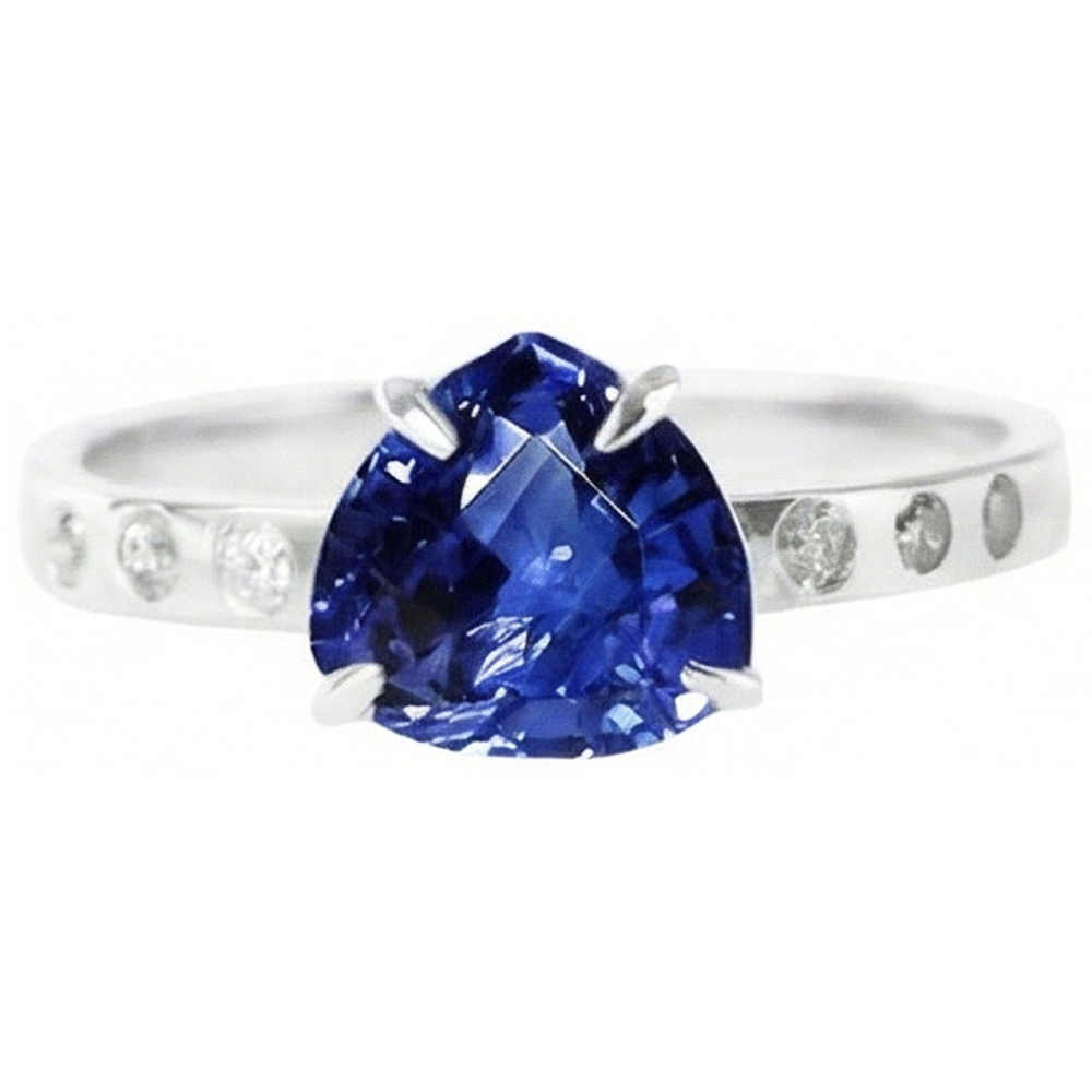 natural round sapphire 2ct ring side angle