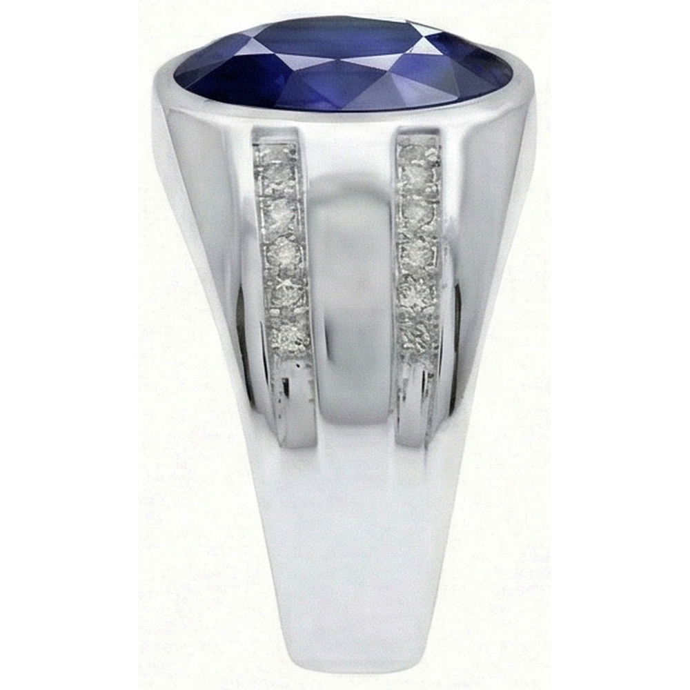 Gypsy Gemstone Vintage Style Oval Blue Sapphire Mens Natural Earth Mined Diamond ( Not Lab Grown ) Ring