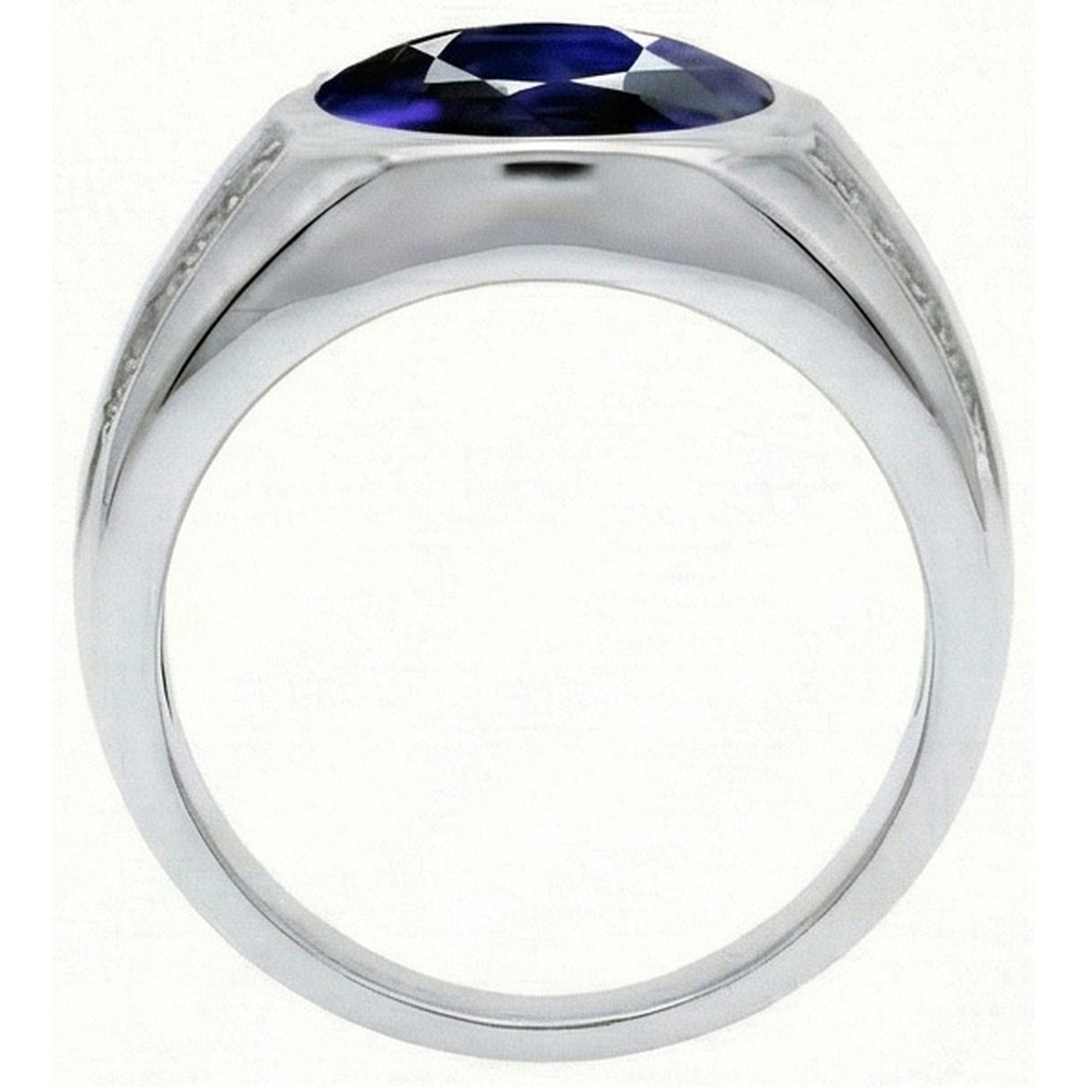 Gypsy Gemstone Vintage Style Oval Blue Sapphire Mens Natural Earth Mined Diamond ( Not Lab Grown ) Ring