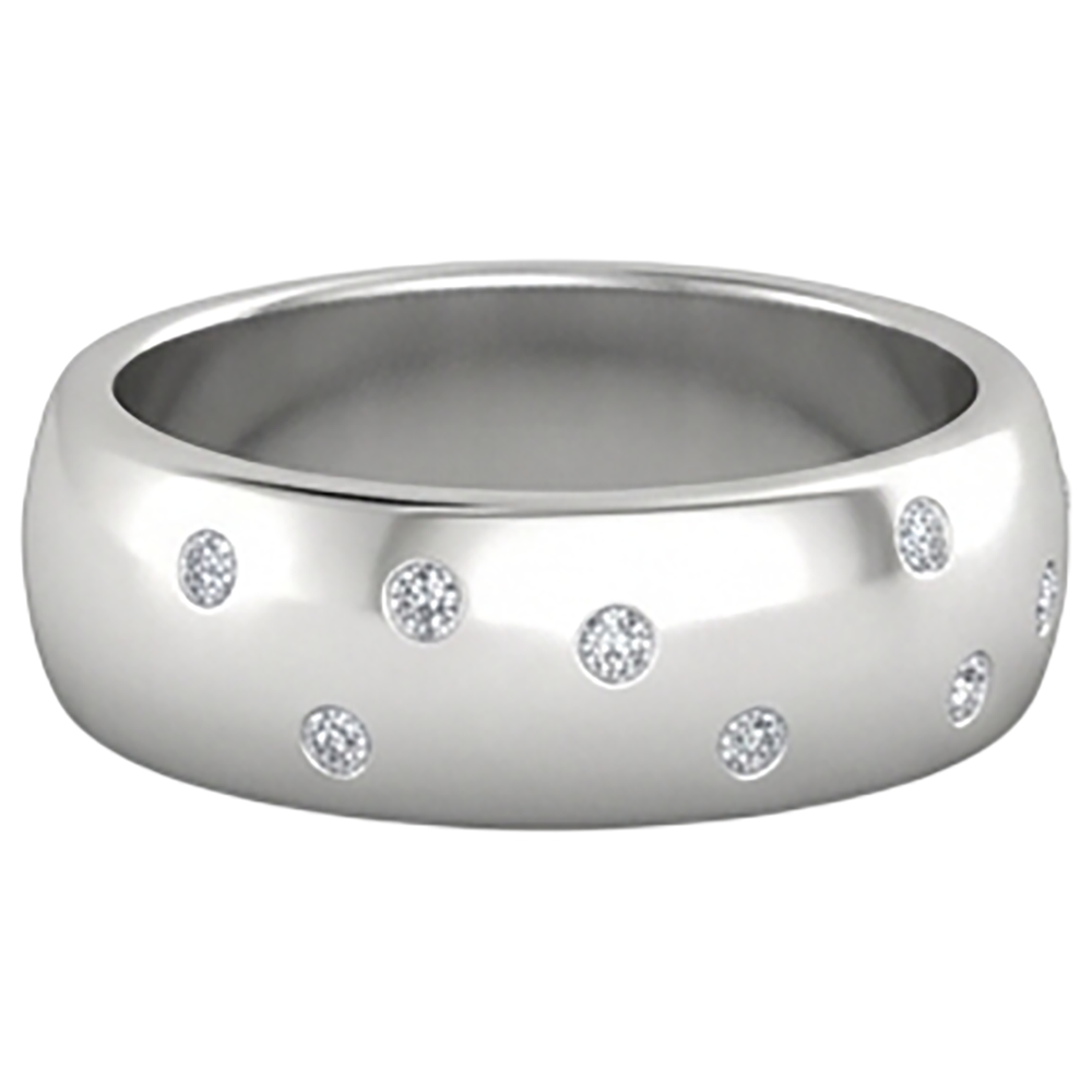 Gypsy Set Real Round Natural Earth Mined Diamond ( Not Lab Grown ) Band 0.90 Carats White Gold 14K Men's Ring