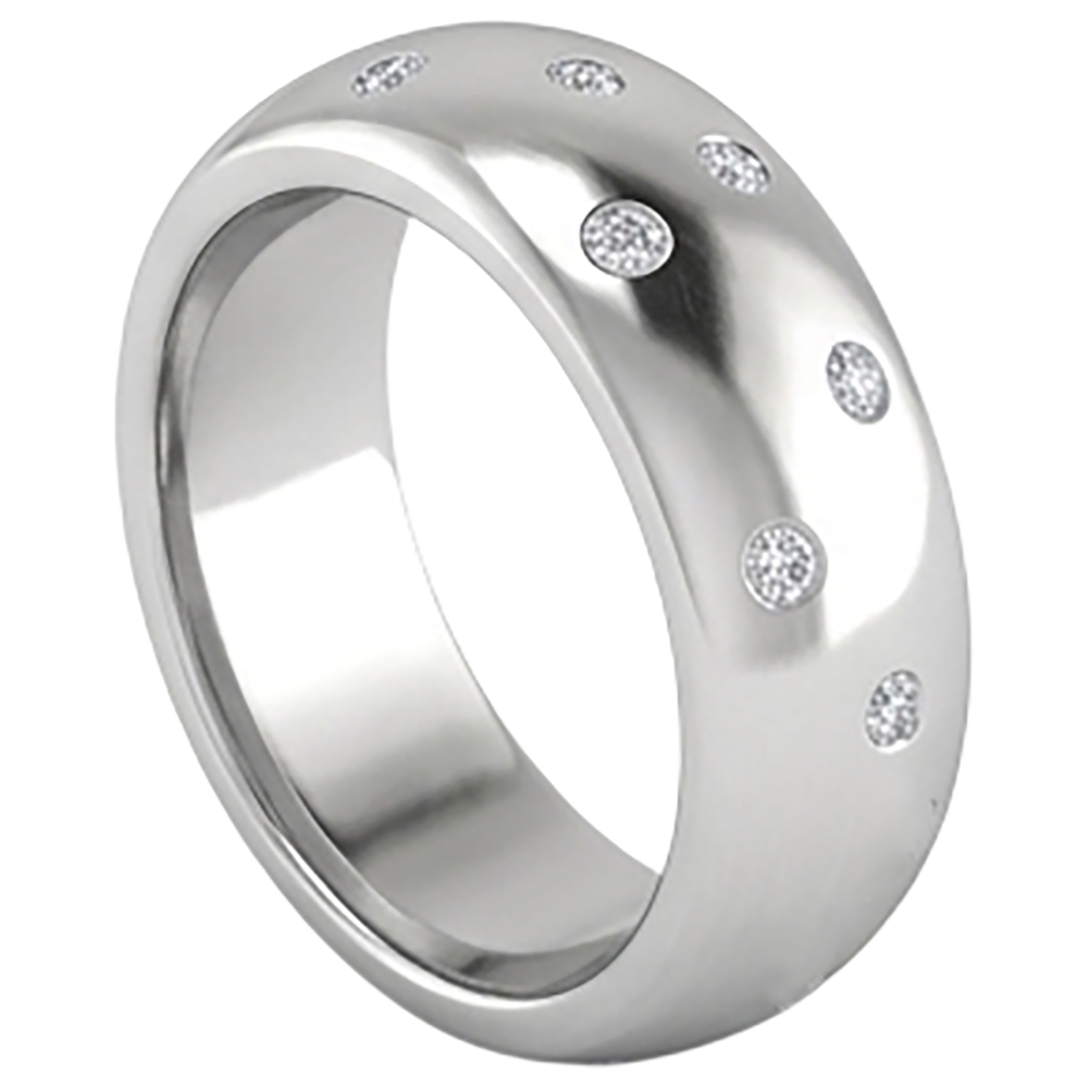 Gypsy Set Real Round Natural Earth Mined Diamond ( Not Lab Grown ) Band 0.90 Carats White Gold 14K Men's Ring