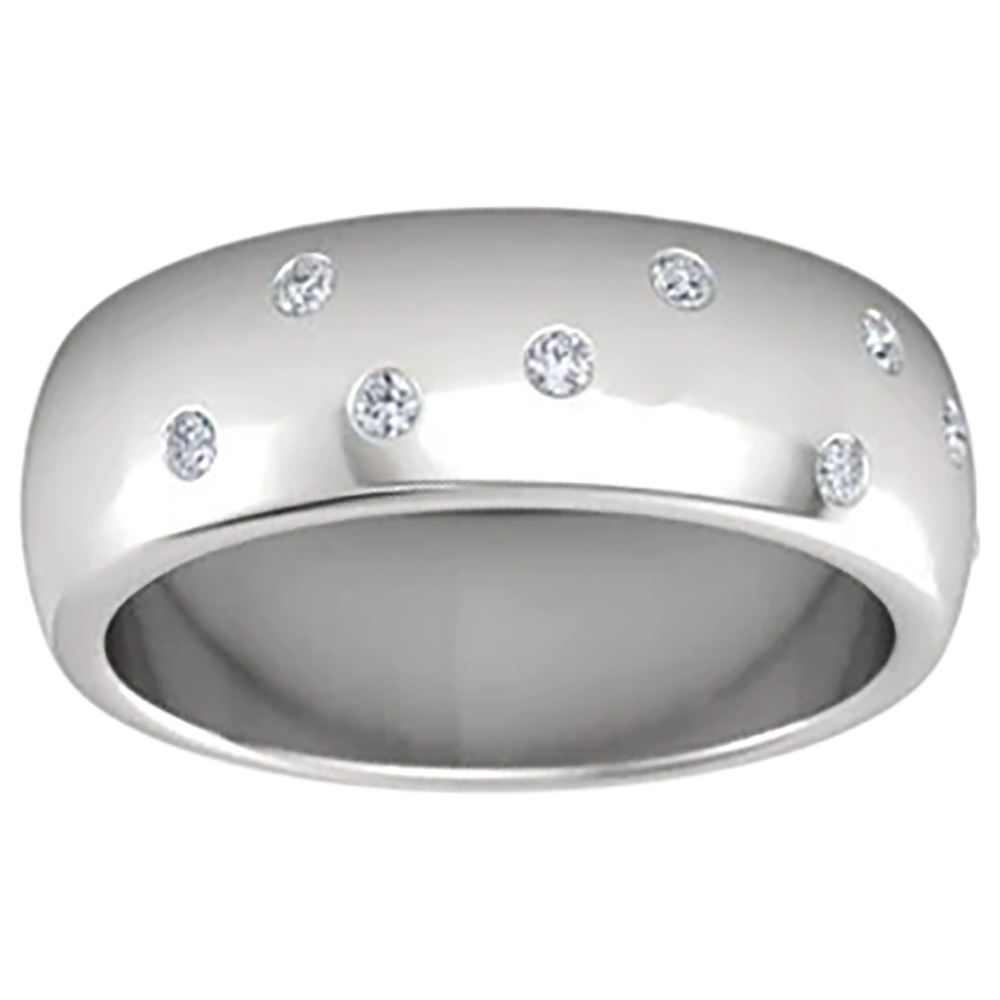 Gypsy Set Real Round Natural Earth Mined Diamond ( Not Lab Grown ) Band 0.90 Carats White Gold 14K Men's Ring