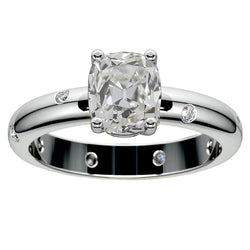 Gypsy Engagement Ring Old Cut Cushion Real Natural Earth Mined Diamond 4.75 Ct Flush Setting