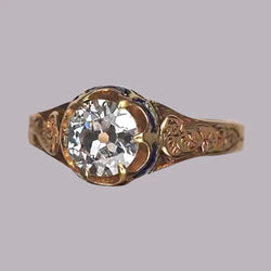 Gypsy Gold Solitaire Ring Old Cut Round Real Natural Earth Mined Diamond 1.50 Ct Vintage Style