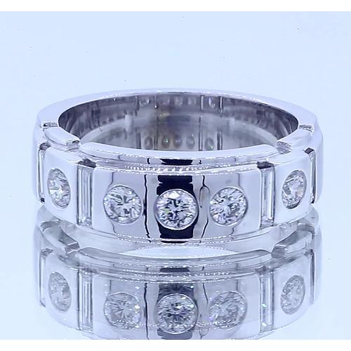 Gypsy Round & Baguettes Real Diamond Anniversary Band Satin Finish