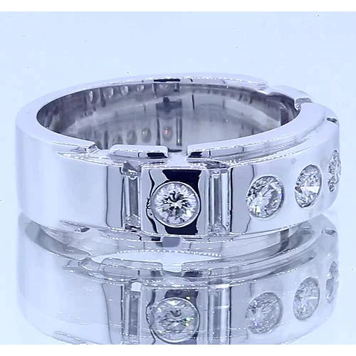 Gypsy Round & Baguettes Real Diamond Anniversary Band Satin Finish