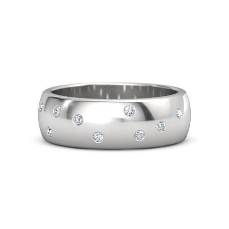 Gypsy Set Real Round Diamond Band 0.90 Carats White Gold 14K Men's Ring - Mens Ring-harrychadent.ca