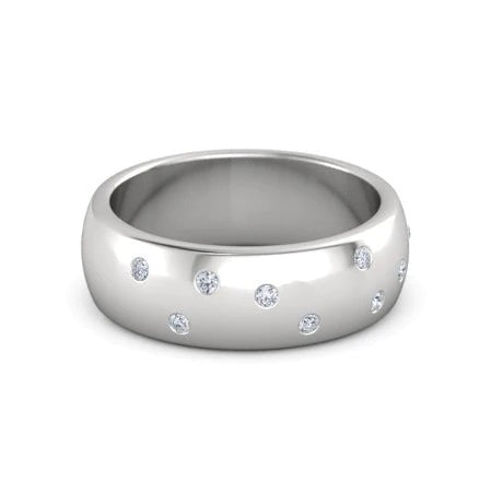 Gypsy Set Real Round Diamond Band 0.90 Carats White Gold 14K Men's Ring - Mens Ring-harrychadent.ca