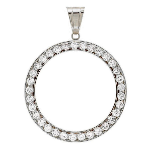 Half Dollar Real Diamond Bezel Pendant White Gold 1 Ct (Coin not included)