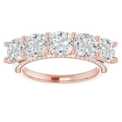 Half Eternity Band Cushion Old Cut Natural Diamond Rose Gold 11.25 Carats