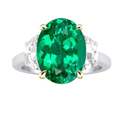 Colombian Emerald Oval Cut Colored Stone Ring 5 ct – 14K Two