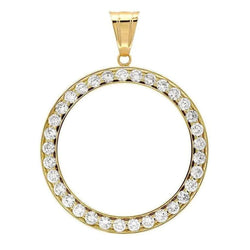 Half Natural Earth Mined Diamond Bezel Dollar Pendant 1 Carat (Coin not included) Gold 14K