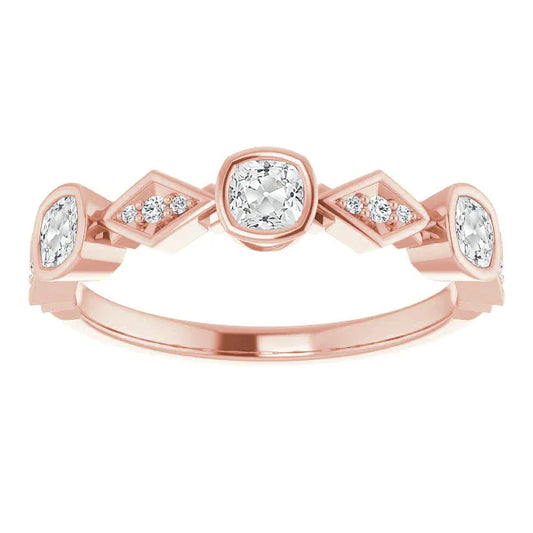 Half Eternity Band Cushion Old Mine Cut Lab Grown Diamond Bezel Set 5.25 Carats