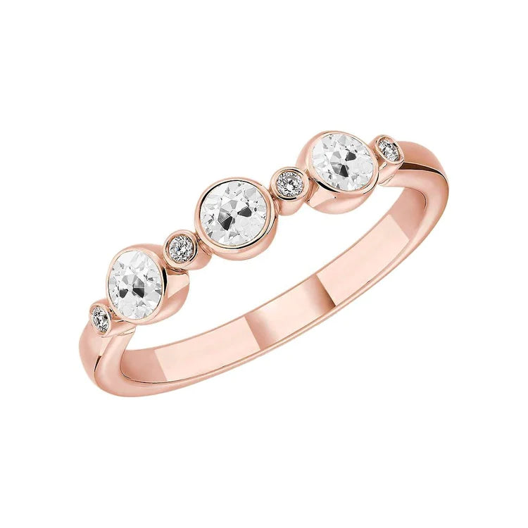 Half Eternity Band Round Old Mine Cut Lab Grown Diamond 3.50 Carats Rose Gold