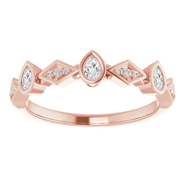 Half Eternity Band Round & Pear Old Miner Lab Grown Diamond Bezel Set 3 Carats