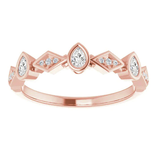 Half Eternity Band Round & Pear Old Miner Lab Grown Diamond Bezel Set 3 Carats