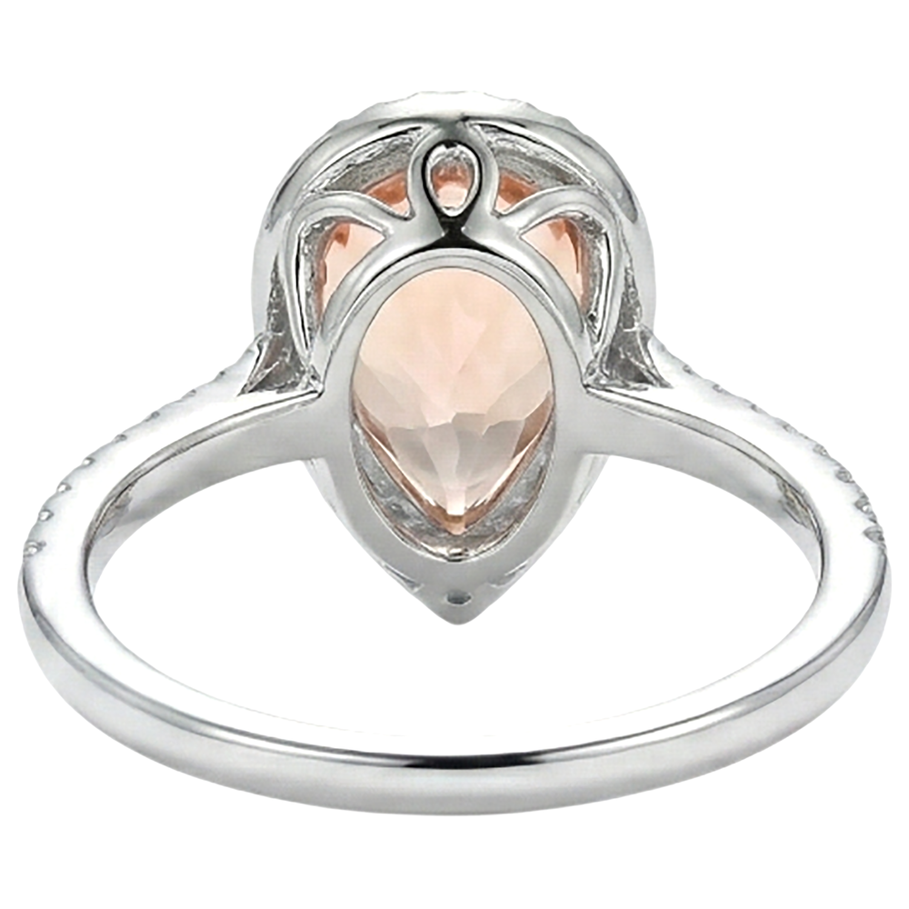 Halo 10 Ct Morganite With Natural Earth Mined Diamond ( Not Lab Grown )s Ring White Gold 14K