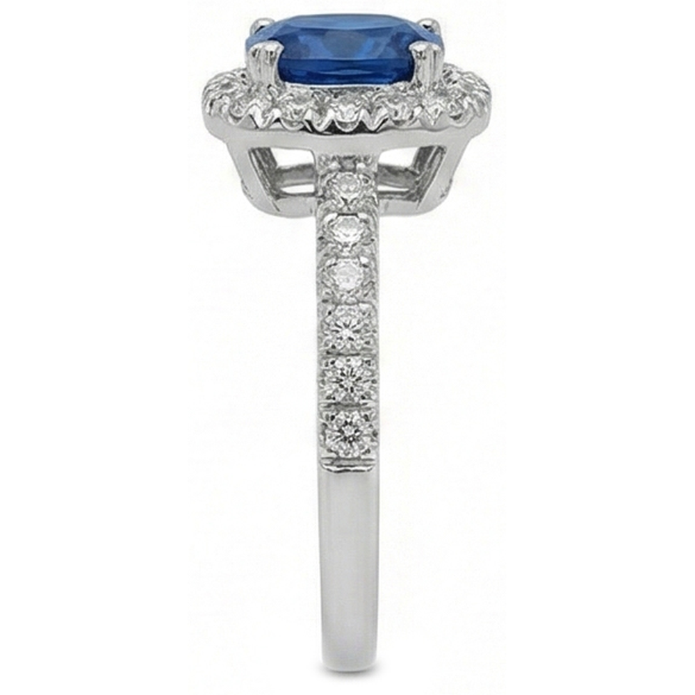 Halo 3.90 Ct Sri Lanka Sapphire Natural Earth Mined Diamond ( Not Lab Grown )s Wedding Ring White Gold