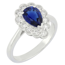 Halo Anniversary Ring Antique Style Blue Sapphire Gemstone 3.50 Carats