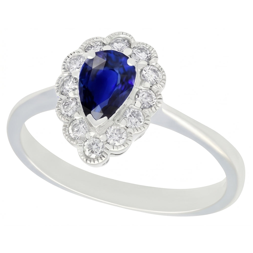 Halo Anniversary Ring Antique Style Blue Sapphire Gemstone 3.50 Carats