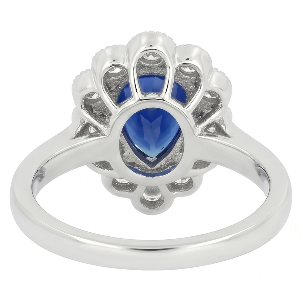 Halo Anniversary Ring Antique Style Blue Sapphire Gemstone 3.50 Carats