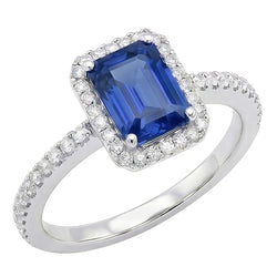 Natural Sapphire Ring 3ct - White Gold 14K