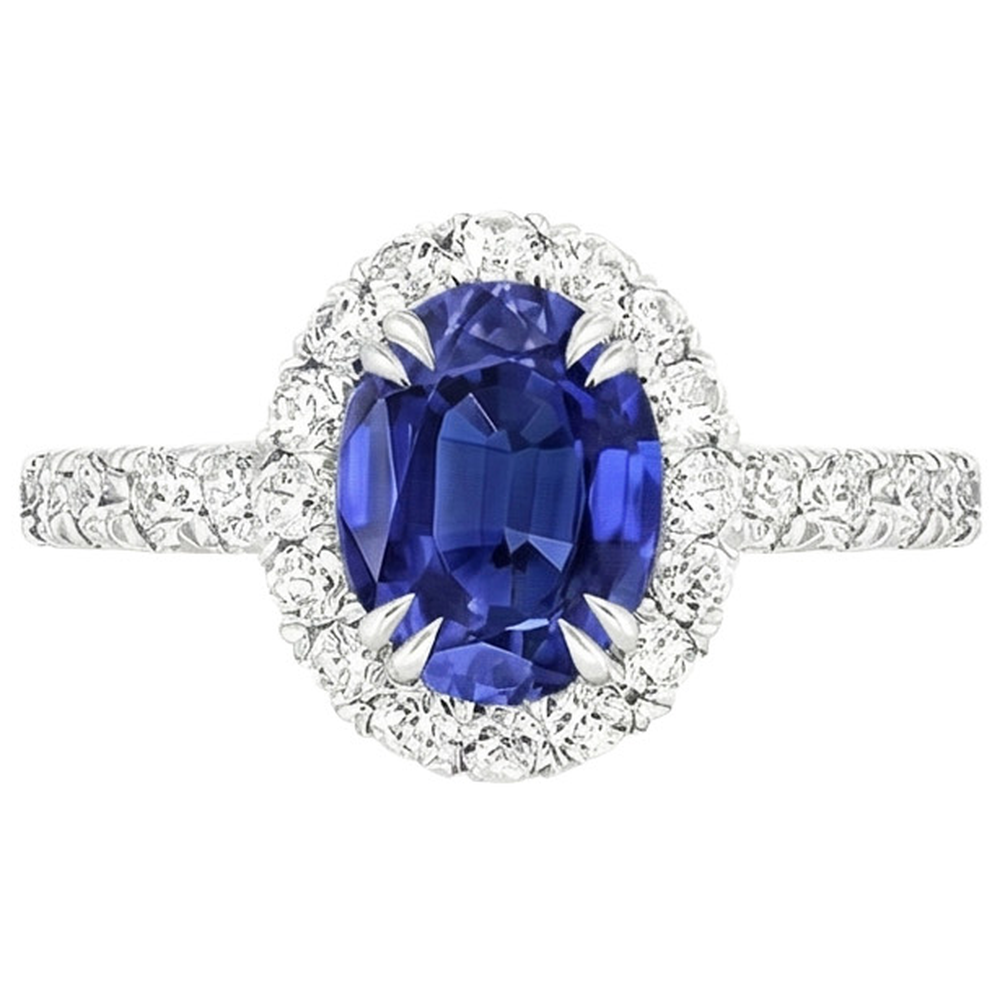 natural round sapphire 5.50ct ring close up detail