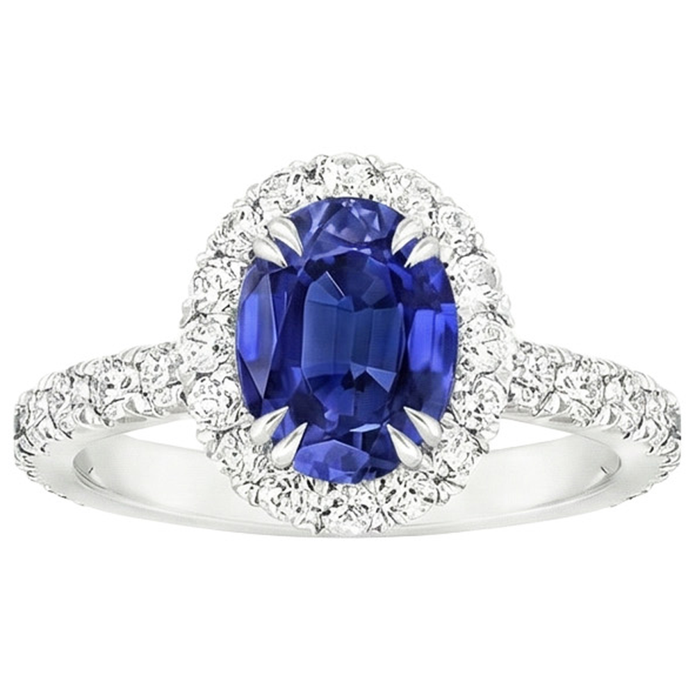 natural round sapphire 5.50ct ring profile view