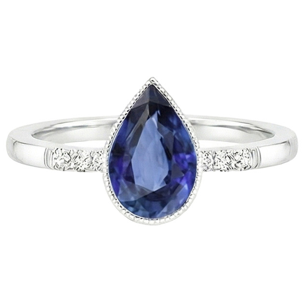 natural round sapphire 2.50ct watch on white background
