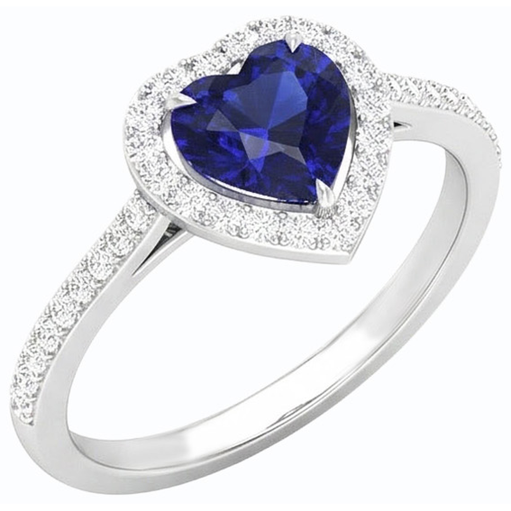 natural round sapphire 2.50ct ring front view