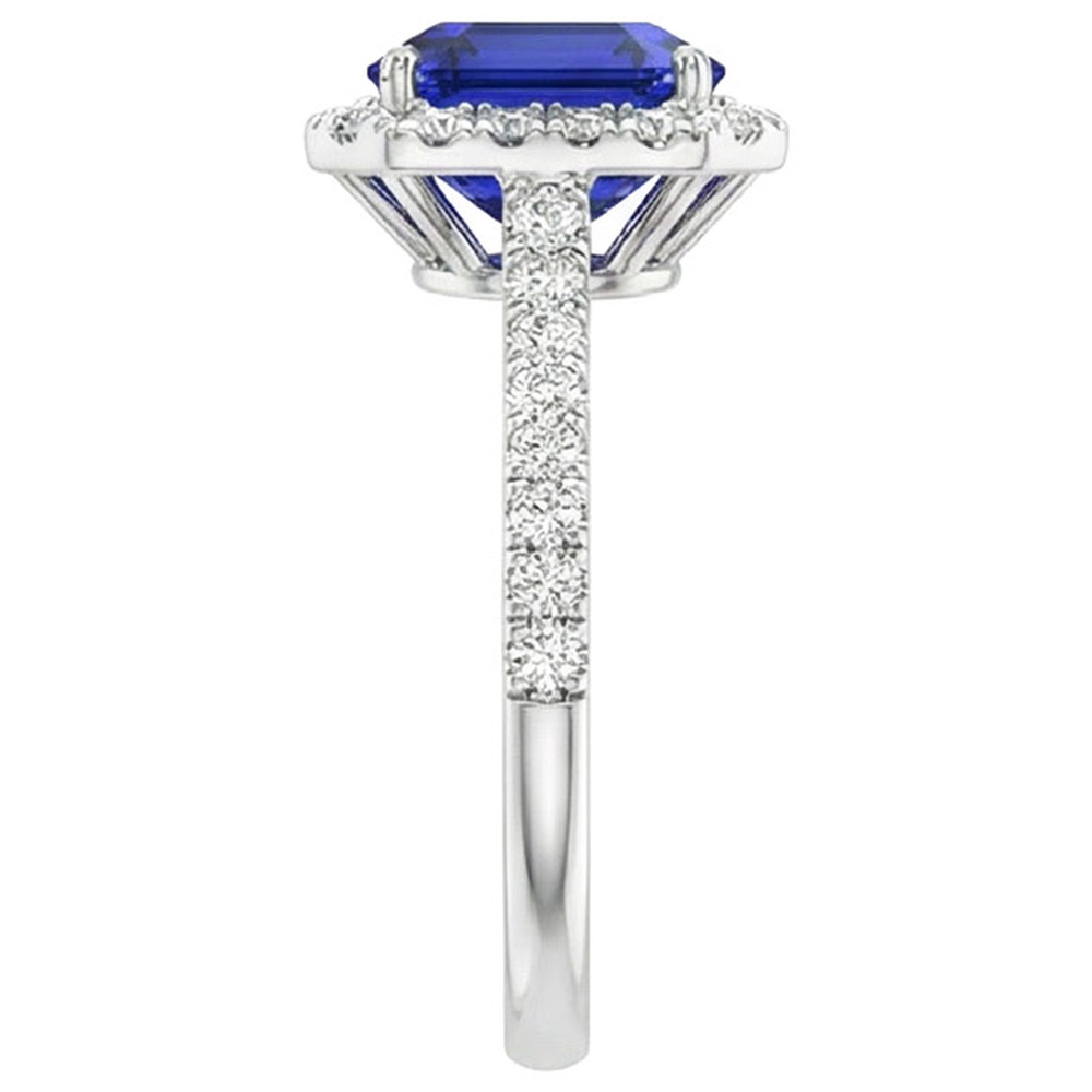 Halo Blue Sapphire Natural Earth Mined Diamond ( Not Lab Grown ) Ring With Accents 10.25 Carats