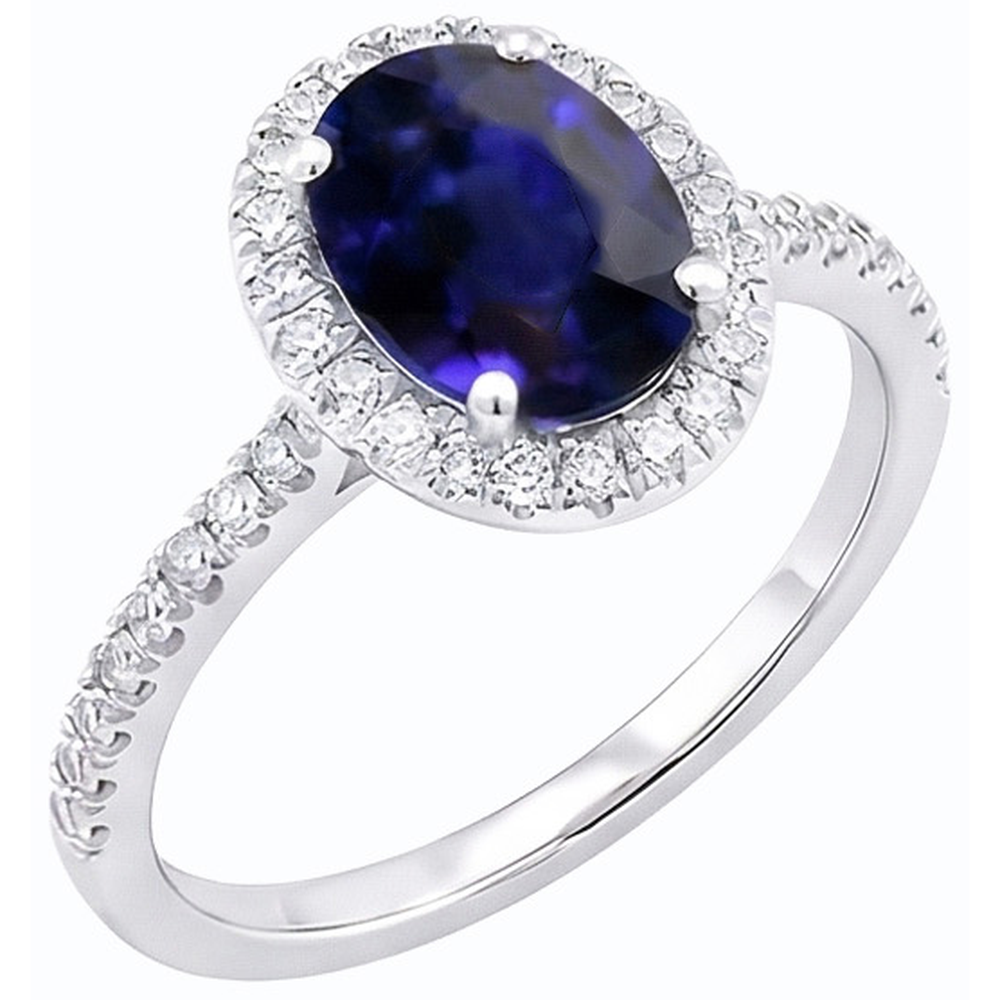 natural round sapphire 3.50ct ring side angle