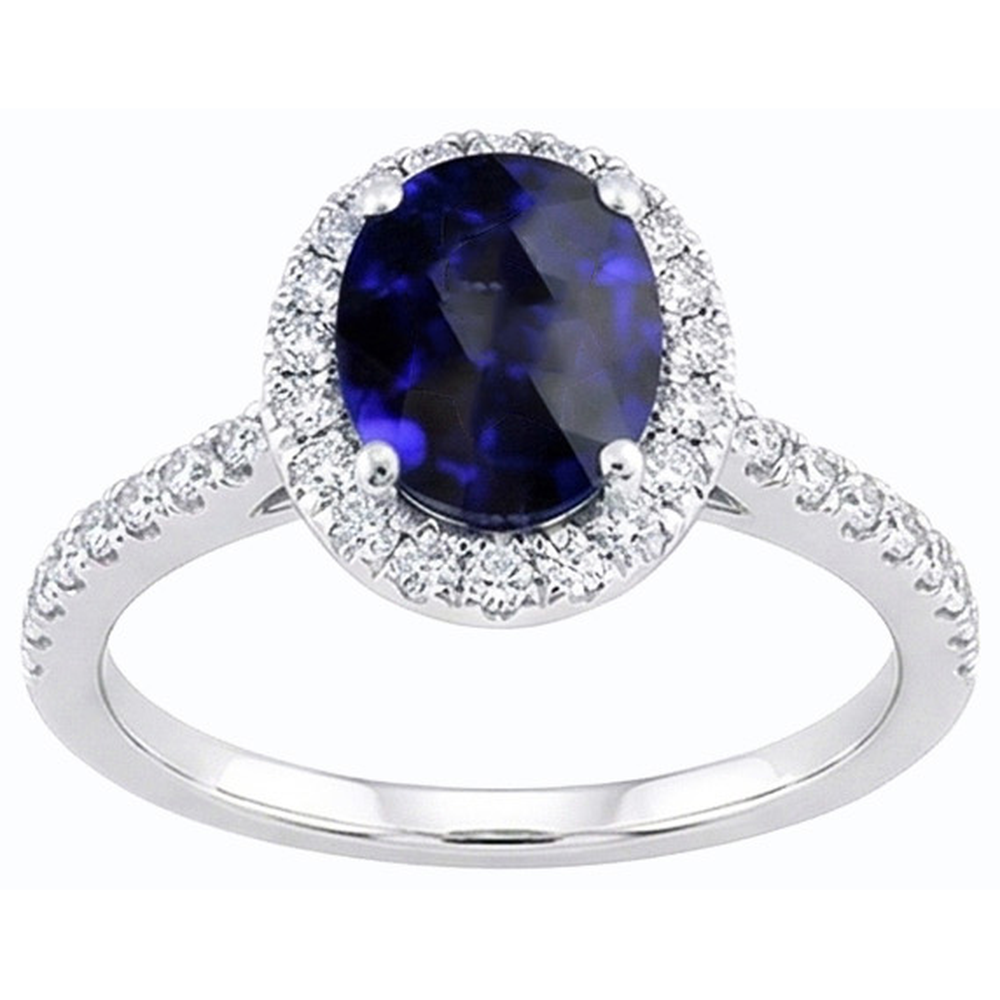 natural round sapphire 3.50ct ring top view