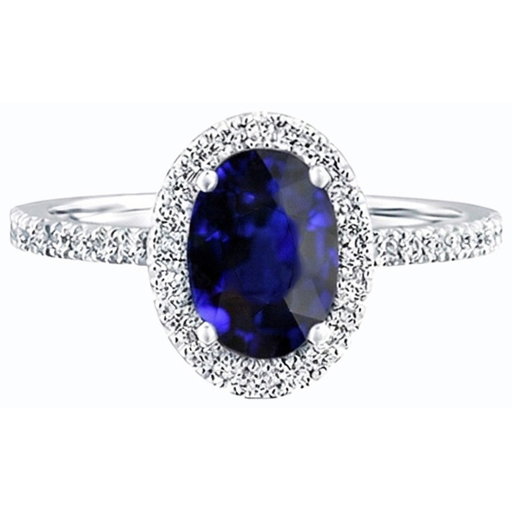 natural round sapphire 3.50ct ring profile view