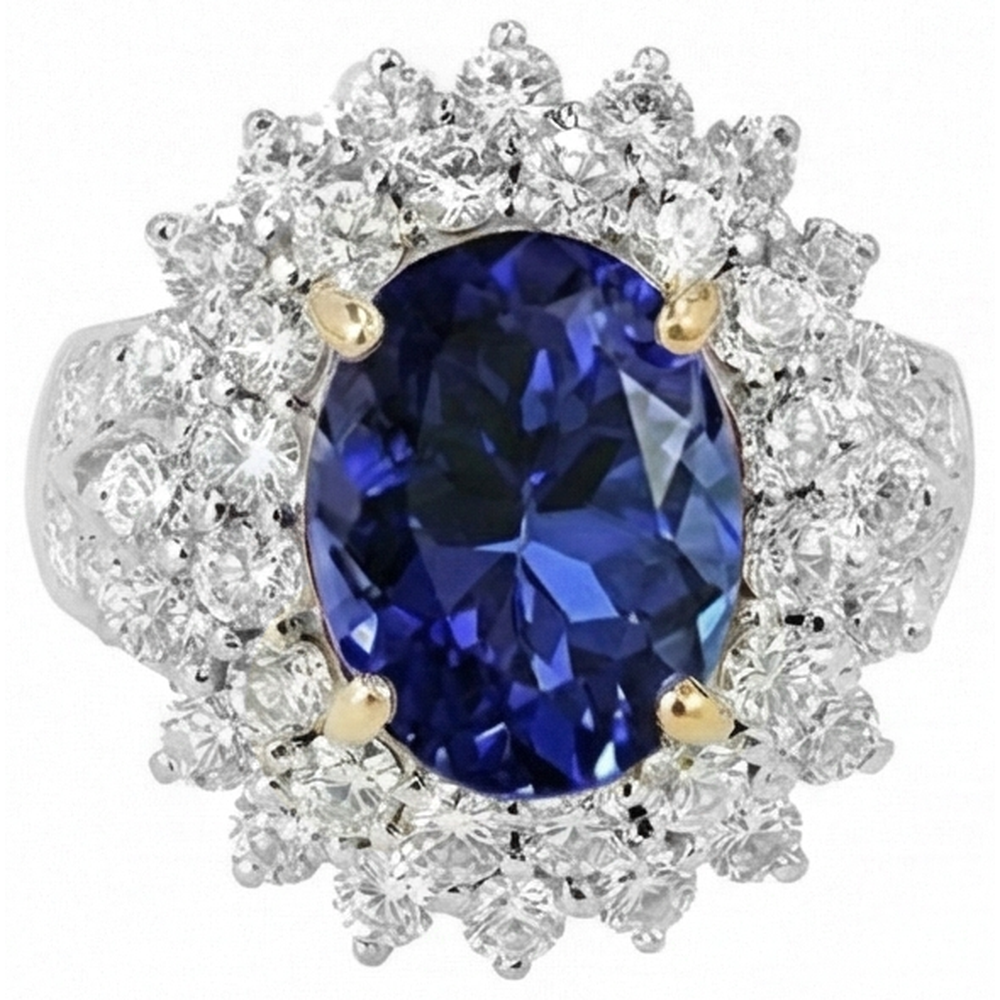 Halo Cocktail Ring With Tanzanite