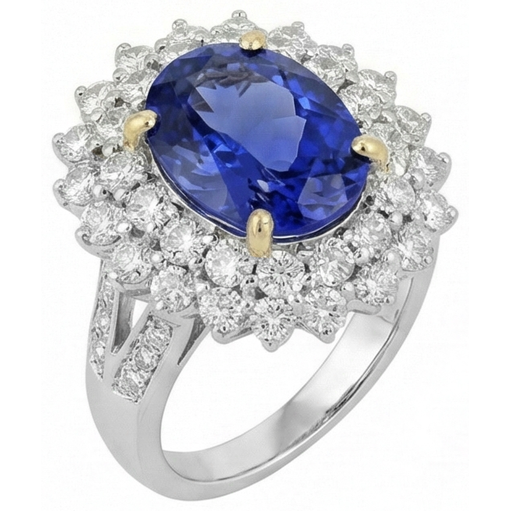 Halo Cocktail Ring With Tanzanite