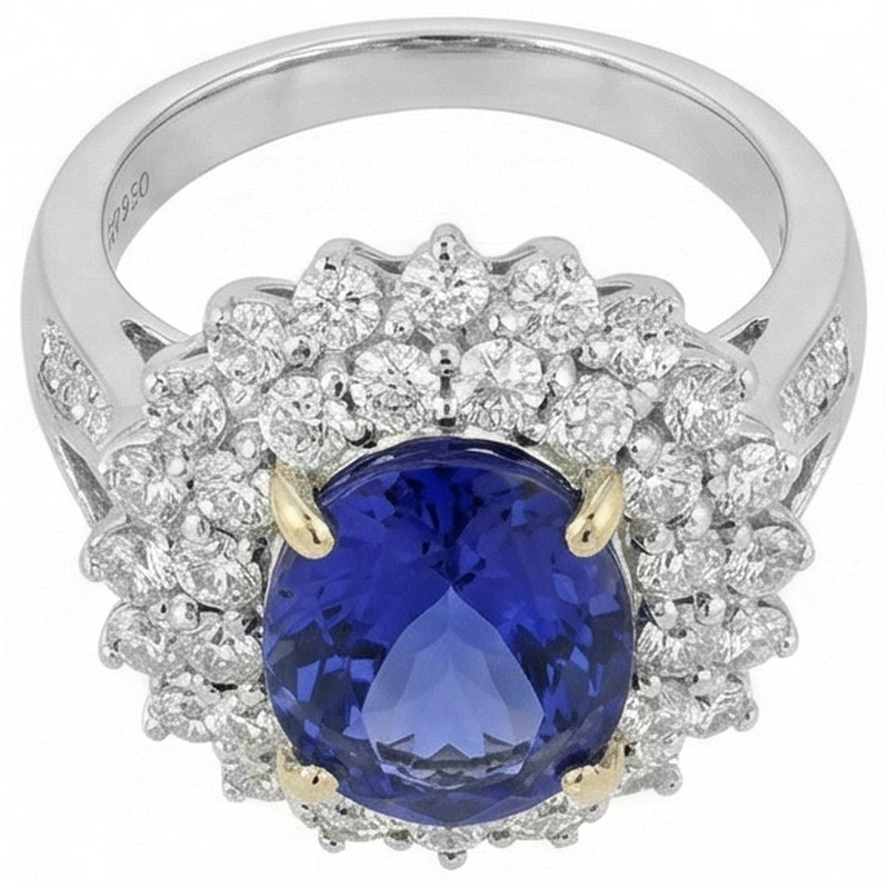 Halo Cocktail Ring With Tanzanite