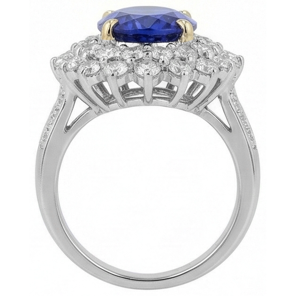 Halo Cocktail Ring With Tanzanite