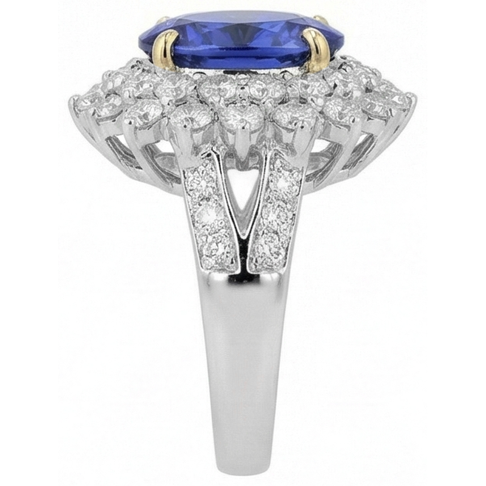 Halo Cocktail Ring With Tanzanite