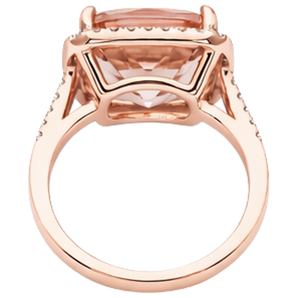 Halo Cushion Morganite And Natural Earth Mined Diamond ( Not Lab Grown ) 13.90 Ct Ring Gold Rose