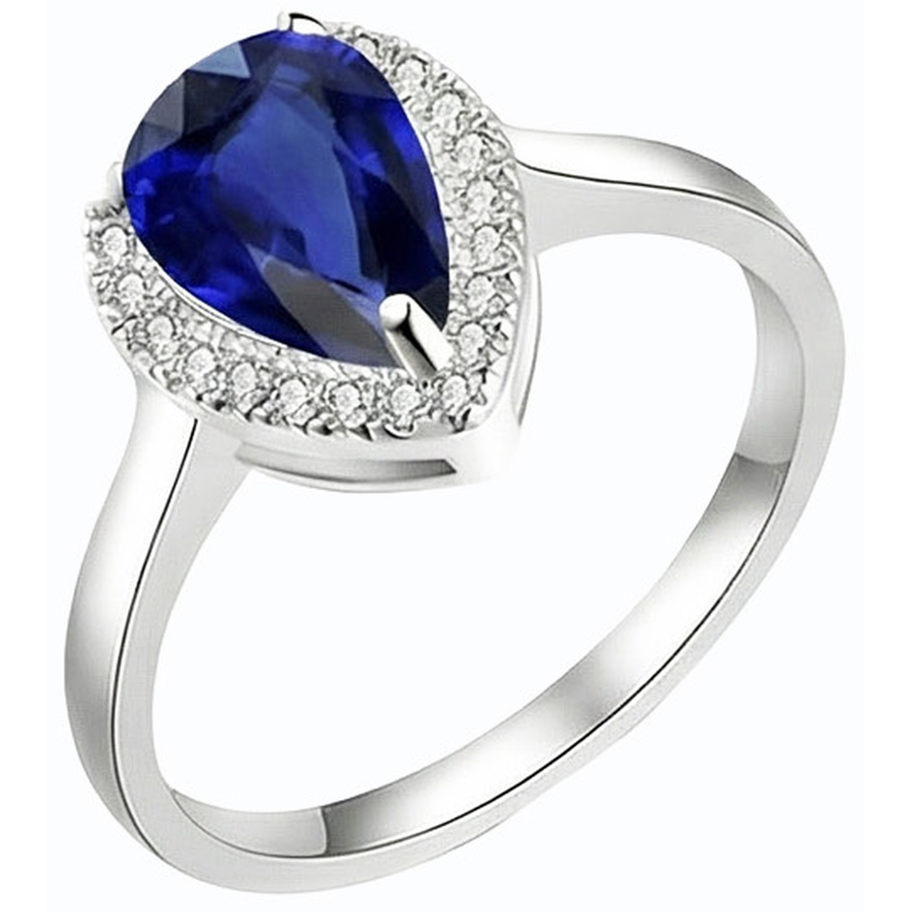 Halo Deep Blue Sapphire Ring White Gold & Natural Earth Mined Diamond ( Not Lab Grown )s 3.50 Carats