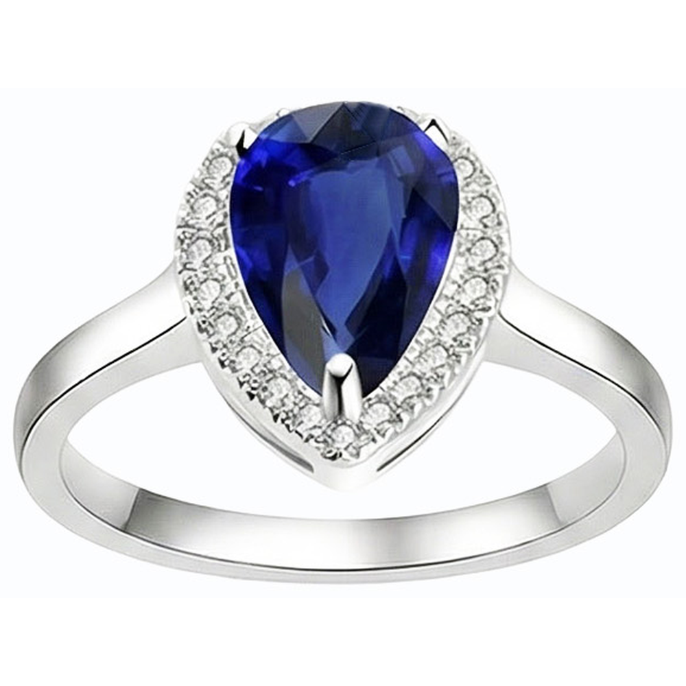 Halo Deep Blue Sapphire Ring White Gold & Natural Earth Mined Diamond ( Not Lab Grown )s 3.50 Carats