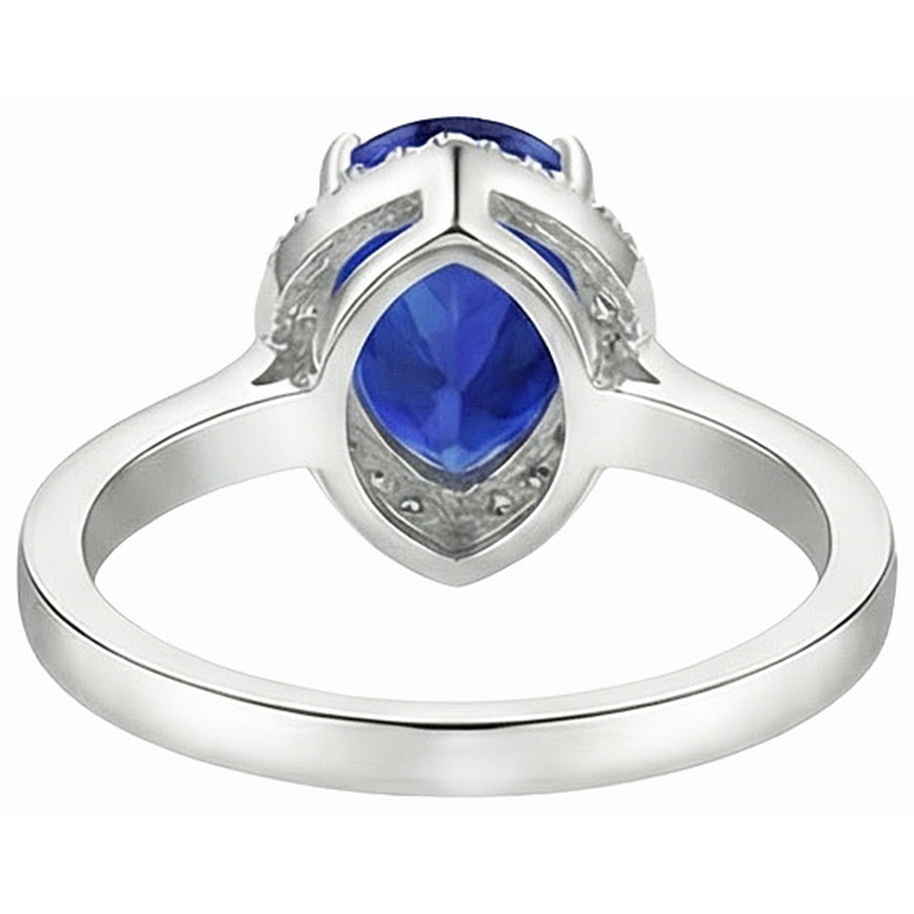 Halo Deep Blue Sapphire Ring White Gold & Natural Earth Mined Diamond ( Not Lab Grown )s 3.50 Carats