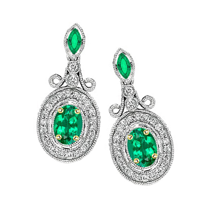 Oval Cut Fine Emerald ring in 14 Karat Two Tone Gold – main view