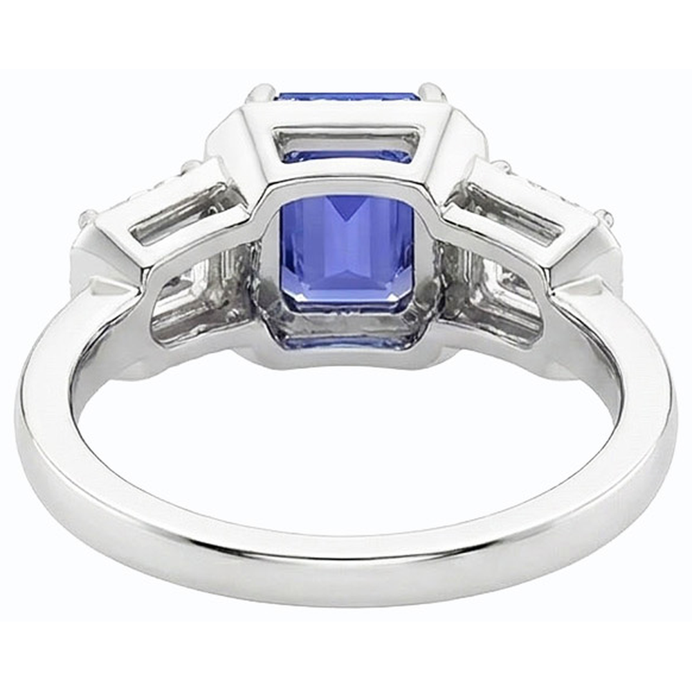 Halo Emerald Blue Sapphire Natural Earth Mined Diamond ( Not Lab Grown ) Ring 3 Stone Style Jewelry 3 Carats