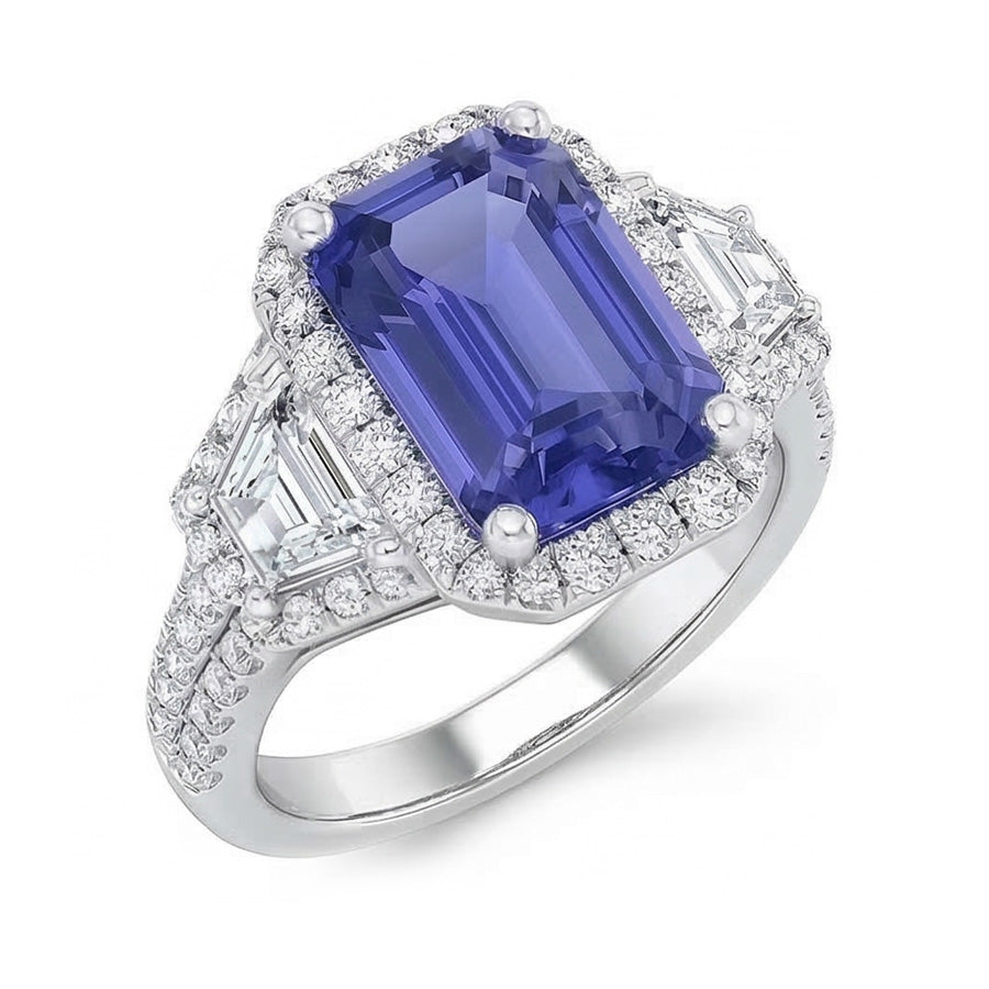 natural emerald sapphire 4.50ct ring side angle